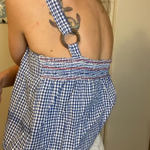 Altar’d state blue and white gingham picnic blouse - Picture 2 of 9